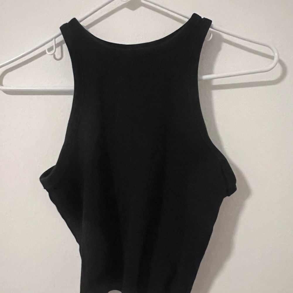 H&M Black Fitted Crop Tank Top